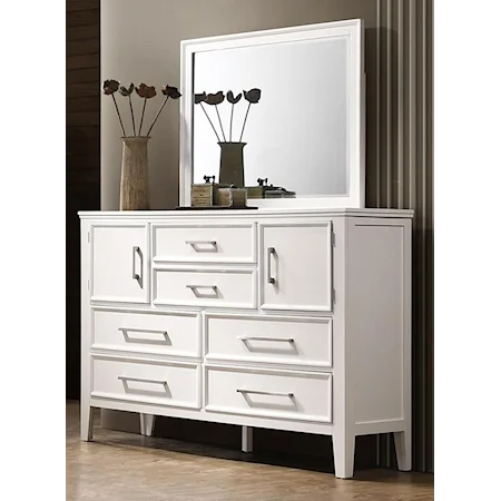 Transitional Dresser and Mirror Set